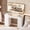 White, variant on 44" Vanity Desk with Mirror and Lights, Glass top Makeup Table with Fluted Storage Drawer, Cabinet,3 LED Lights Modes, Power Outlet for Bedroom