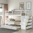 thumbnail image 2 of Twin Over Twin Bunk Bed with Trundle and Staircase, Solid Wood Bunk Bed Frame with 4 Storage Drawers and Guardrails, No Box Spring Needed, 2 of 7