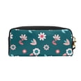 thumbnail image 3 of Leather Portable Travel Small Makeup Bag, Multifunctional Storage Bag, Green Spring Flowers pattern Pencil Case, 3 of 4