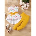 thumbnail image 3 of 2pcs Toddler Kid Girl Colorful Heart Printed Ruffle Sleeve Belted Shirt And Tight Casual Pants For Spring/Summer, 3 of 9