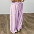 thumbnail image 6 of HongQid Women Stripe Wide Leg Casual Trousers Striped Low Rise Casual Loose Palazzo Lounge Pants with Pockets, 6 of 8