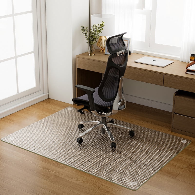 Mirrasia 36"x 46" Tempered Glass Floor Mat Textured Heavy Duty Hard Office Chair Mat,Clear