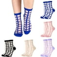 thumbnail image 6 of PTSPLLMY Sox Womens Girls Sheer Socks Mesh Lace Crew Socks Transparent See Through Ultra Thin Silk Nylon Dress Socks, 6 of 8