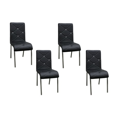 Best Master Furniture Faux Leather with Like- Crystals Side Chairs (Set of 4),