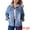 Blue, variant on Women's Denim Long Sleeves Jacket with Detachable Hoodie XL Dark Blue