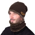 thumbnail image 1 of Chapeau Tricoté Chaud et Écharpe Ronde avec Doublure en Molleton, 2 Pièces, 1 of 7