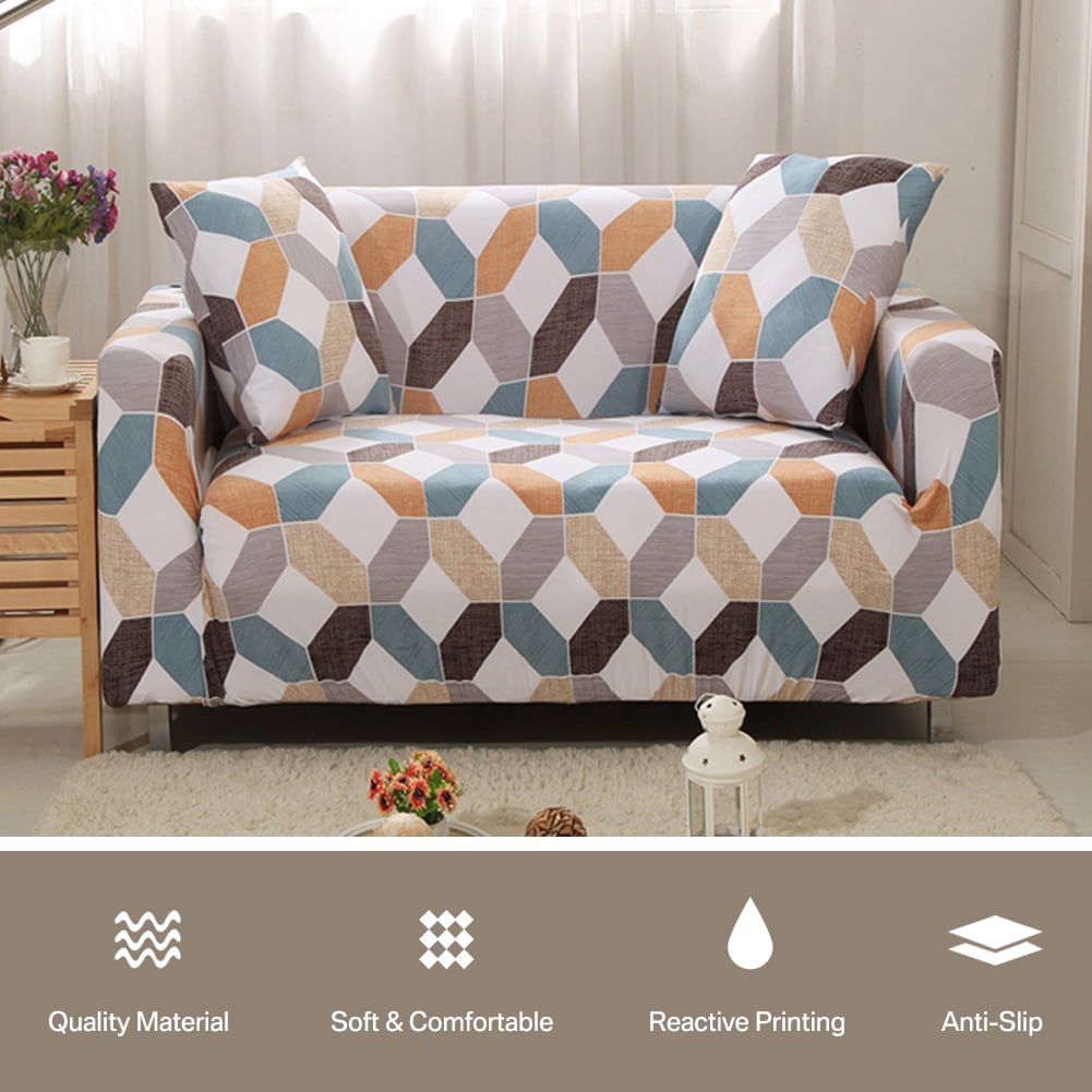 1 2 3 4 Seater Printed Sofa Cover Couch Slipcover, Elastic Stretch Armchair / Loveseat / Couch Sectional Sofa Slipcover Furniture with 1 Pillowcase Protector Dog Pet