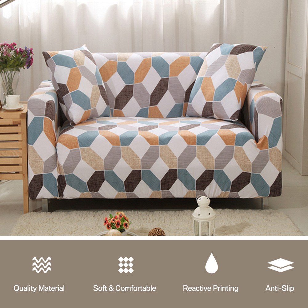 Stretch Printed Slipcover Sofa Covers - 1 2 3 4 Seater, Modern Rhomboid Pattern, Furniture Protector
