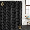 thumbnail image 2 of Black Golden Floral Shower Curtain, Waterproof Shower Curtains for Bathroom, Modern Abstract Art Spring Flowers Washable Fabric Bathtub Curtain Set Bath Decor with 12 Hooks Extra Long 72"x96", 2 of 8