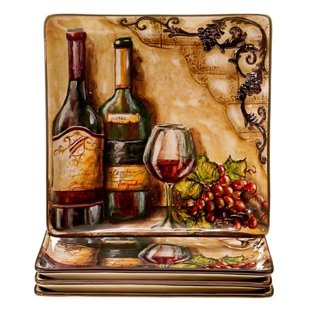 certified international tuscan view 4-pc. square dinner plate set ...