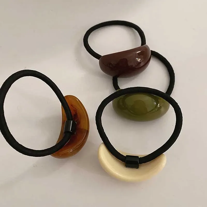 Simple Oval Acetic Korean Fashion Elastic Hair Bands For Women Girls Hair Accessories Headwear Ponytail Holder Scrunchie