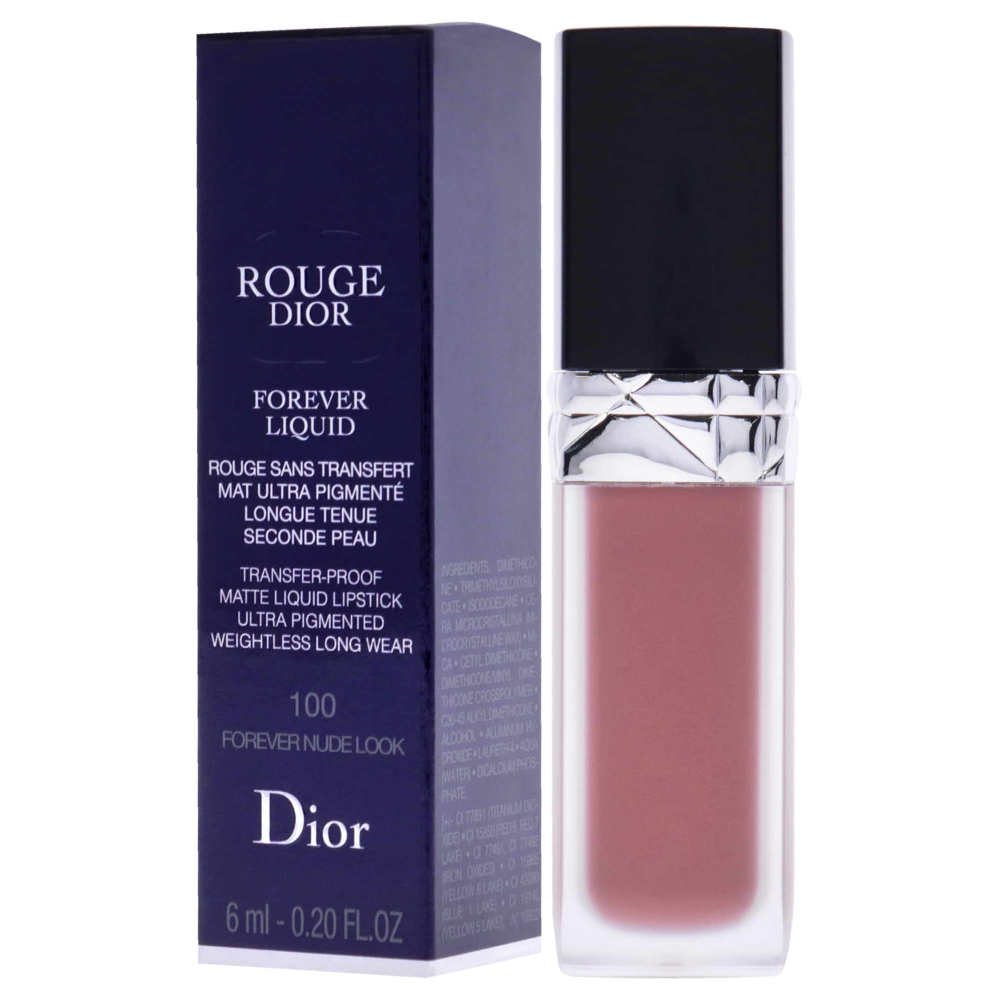 Christian Dior Rouge Dior Forever Liquid Matte - 100 Forever Nude Look, 0.2  oz Lipstick 