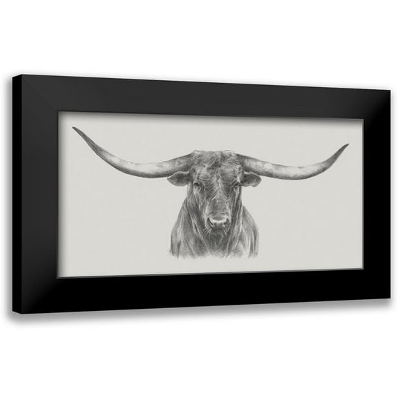 Harper, Ethan 14x9 Black Modern Framed Museum Art Print Titled - Longhorn Bull