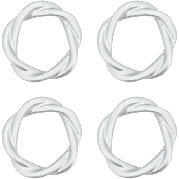 Fennco Styles Twisted Resin Napkin Rings, Set of 4 - Silver Modern Design Napkin Holders for Home, Dining Table, Banquets Décor, Weddings and Special Occasions