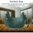thumbnail image 7 of Vegan Leather Hobo Bag for Women, Emerald Green Purse with Interior Pockets, Ladies Handbag with Zipper Closure and Removable Shoulder Strap, 7 of 7