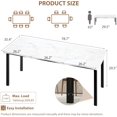 thumbnail image 2 of Dining Table for 6-8 People, Rustic Wave Irregular Edge Table with Thick MDF Top & Metal Frame, Waterproof Scratch-Resistant, Versatile for Dining/Work/Study, Marble, 2 of 7