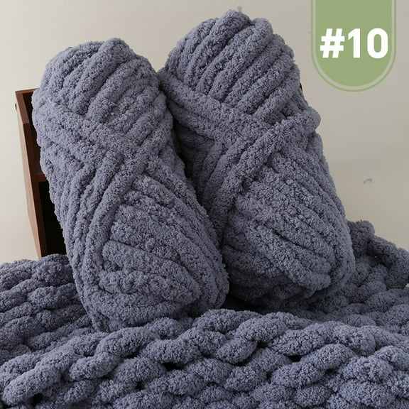 XmhyTop-A 500g Jumbo Cotton Acrylic Yarn Chunky Knitting Yarn for Hand Knitting, Soft Variegated Yarn,Blue Grey