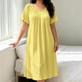 thumbnail image 2 of NominalSnug Womens Nightgown Scalloped Neck Short Sleeve Loose Midi Sleep Dress Loungewear, 2 of 6