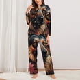 thumbnail image 2 of Honeii Colorful Flower German Shepherd print Women's Pajama Sets Long Sleeve Button Down Sleepwear Nightwear Soft Pjs Lounge Sets-, 2 of 7