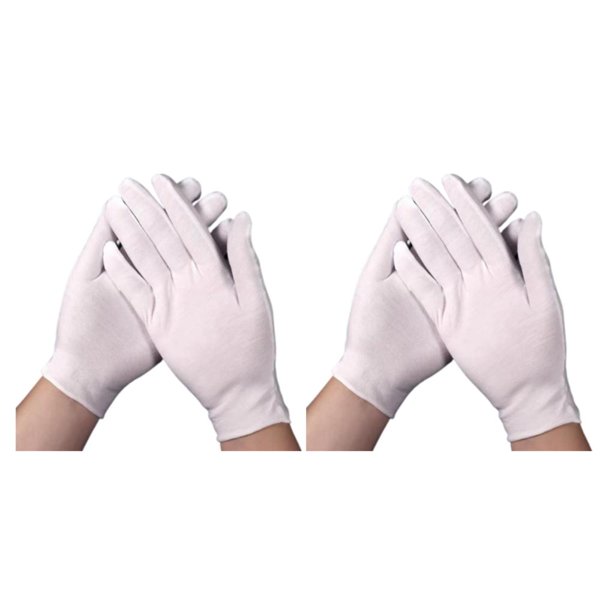 Guantes de algodón blanco Qarigey 12 pares manopla de trabajo protector de manos limpieza XL grueso 2Conjunto