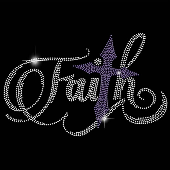Faith Iron on Rhinestones Transfer Faith Heat Transfer Stickers Hotfix Rhinestone Bling Decals Patches Sticker for T-Shirt Clothing DIY Art Craft Gifts