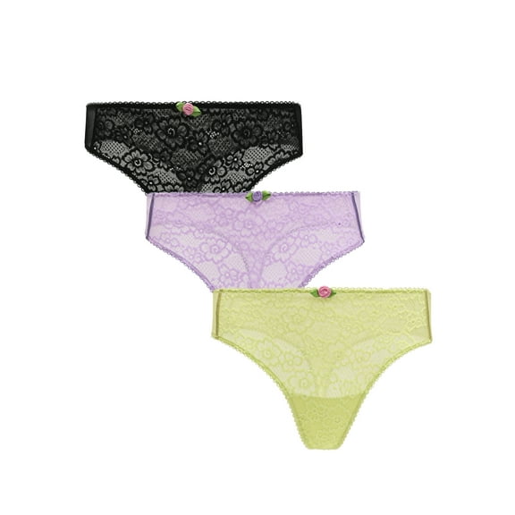Parade Lace Thong Underwear, 3-Pack, Sizes XS to 3XL