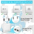 thumbnail image 4 of 20 Pack European Plug Adapter, Type C European Travel Plug Adapter, 220V to 110V Adapter Plug US to Europe, Wall Plug Power Converter for Europe, White, 4 of 8