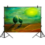 PHFZK 7x5ft Landscape Backdrops, Nature Art Painting for Love and Hope Concept Photography Backdrops Polyester Photo Background Studio Props
