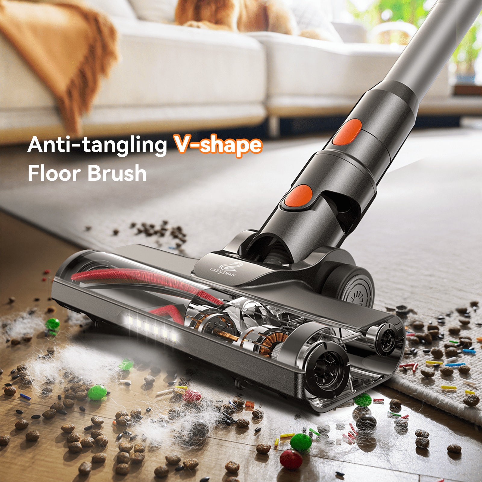 Lazyswan Cordless Vacuum Rechargeable Stick Vacuum Lightweight for Carpet Hardfloor Pet Hair Home, LS-S1