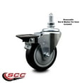 thumbnail image 2 of 4 Inch Black Polyurethane ½ Inch Threaded Stem Caster with Brake, 2 of 2