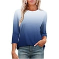 thumbnail image 1 of Plebaso T-Shirts à Manches 3/4 Col Rond pour Femmes Tee-Shirts Décontractés Amples Blouses Dégradées pour S-5TG, 1 of 7