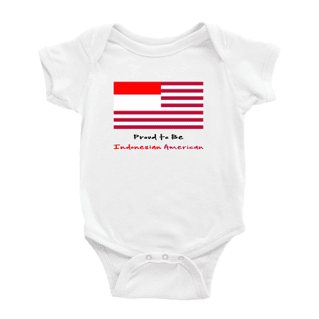 

Proud to Be Indonesian American Flag Baby Bodysuits Newborn Clothes (White 6-12 Months)