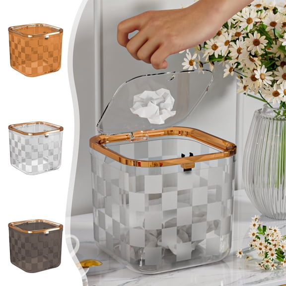 Small Trash Can with Lid, Mini Trash Can for Bathroom, Office and Bedroom, Small Bathroom Garbage Can with Swing Top, Compact Waste Basket for Desk, Dorm & Home, Gray - Xuniizn