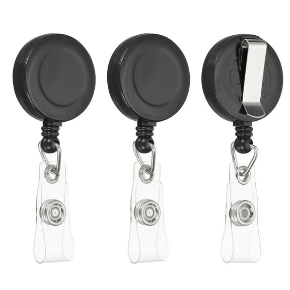 Uxcell Retractable Badge Holder Reel, ID Badge Reels with Clip and Clear Strap for Name Key Chain Office Black