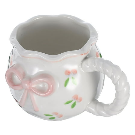 FUEENIRVA Bow Coffee Mug Ceramic Pink 1Pcs For Home Use