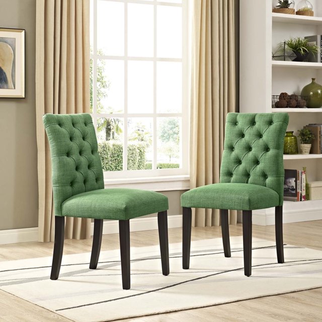 Modway Duchess Dining Chair Fabric Set of 2, Green