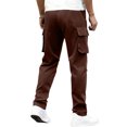thumbnail image 4 of LWavelet Men's Cargo Straight Leg Joggers - Drawstring Waist Pocket Detail Comfortable Casual Daily Pants Brown M, 4 of 4