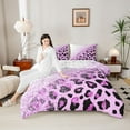 thumbnail image 4 of Castle Fairy Girls Female Women Animal Leopard Print Bedding Comforter Set 2pcs,Bling Purple Glitter Twin Comforter Sets Microfiber,Dreamy Princess Breathable Bedding Set,Ultra Soft Home Decor, 4 of 8