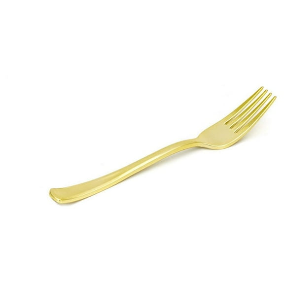 VerPetridure Disposable Gold Color Plastic Tableware Cutlery Spoon Fork Set 25PC Hot Party
