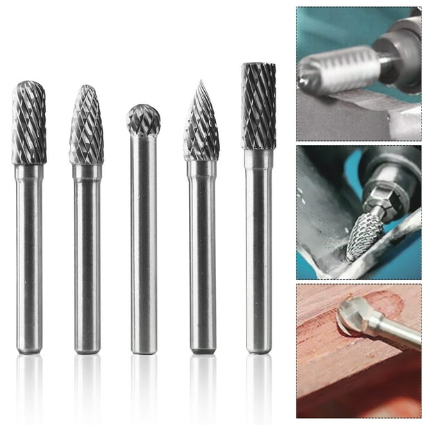 EEEkit 5pcs 1/4" Shank Diamond Burr Bits Set for Rotary Tool, 6x8mm