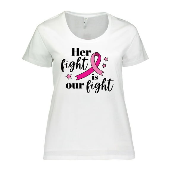 Inktastic Breast Cancer Awareness Her Fight is Our Fight Women's Plus Size T-Shirt