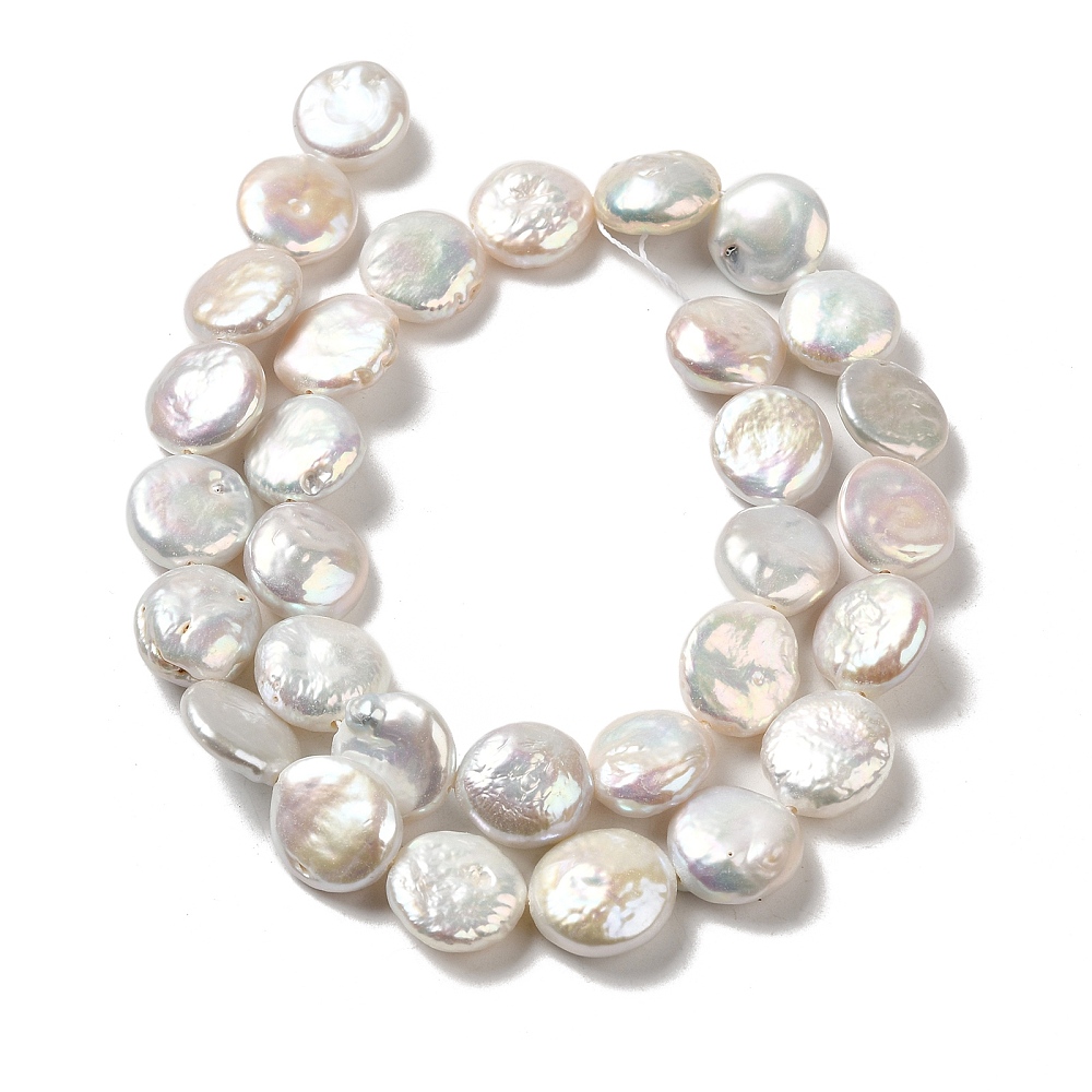 Natural Baroque Pearl Keshi Pearl Beads Strands Cultured Freshwater Pearl Button Grade 3A+ Old Lace 12~13x5~8mm Hole: 0.6mm 33pcs/strand 38.5~39cm