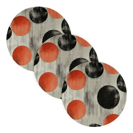 

Black with Orange Dots Abstract Trivet Mats Round Pot Holders Hot Pads Set of 3 Heat Resistant Mats for Kitchen