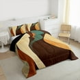 thumbnail image 4 of Manfei Retro Waves Lines Bedding Comforter Set,Abstract Geometric Stripes Twin Comforter Sets,Brown Beige Bedding Set For Girls Boys,Super Cozy Room Decor Reversible,2pcs, 4 of 9