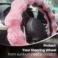 thumbnail image 3 of Luxury Fluffy Winter Car Steering Wheel Cover for Women, Fuzzy Cute Steering Wheel Cover Soft Warm Furry Auto Plush Fur Vehicle Steering Wheel Protector Waved (Pink), 3 of 7