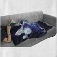 thumbnail image 6 of Bowling Party Soft Flannel Fleece Throw Blanket, Fantasy Design Vibrant Ball and Scattered Pins with Crescent Moon, Cozy Plush for Indoor and Outdoor Use, 50" x 70", Indigo White Blue, by Ambesonne, 6 of 6