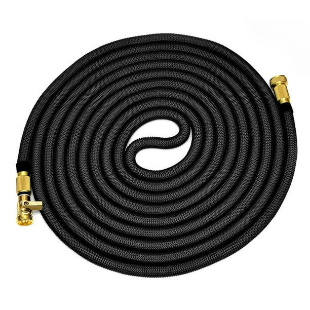 Expandable Garden Hose with 3/4 Solid Brass Connector, Flexible Garden  Watering Hose Reels, Black 