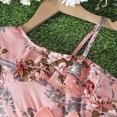 thumbnail image 4 of Robe Fille Élégante Dames Robe à Volants Florale une Épaule Robe d'Été de Resort Robes Filles Rouge 5 Ans-6 Ans, 4 of 7