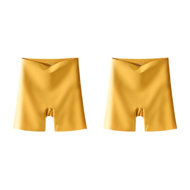 Sonducket Pantalones de seguridad sin costuras de cintura alta para mujer, pantalones cortos transpirables de verano, bragas push-up, ropa Amarillo L(100-120 kg) 2Conjunto
