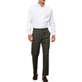 thumbnail image 2 of INSPIRE CHIC Plaid Pants for Men's Flat Front Straight Fit Checked Trouser 30 Black Brown, 2 of 5